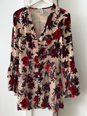 Rat & Boa Floral Velvet Mini Dress